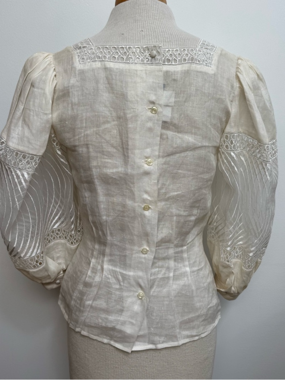 Vintage Cloak Of Many Colors Liberty Lucrezia Linen Blouse Top Size 6 Sheer Vict - Picture 7 of 13